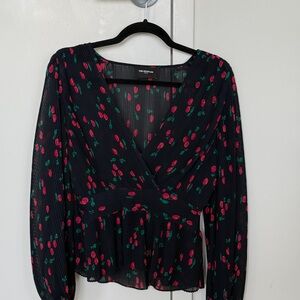 The KOOPLES Black Floral Wrap Top